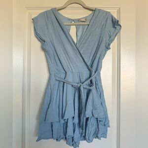 Altar’d State Light Blue Flutter Sleeve Romper Size Medium